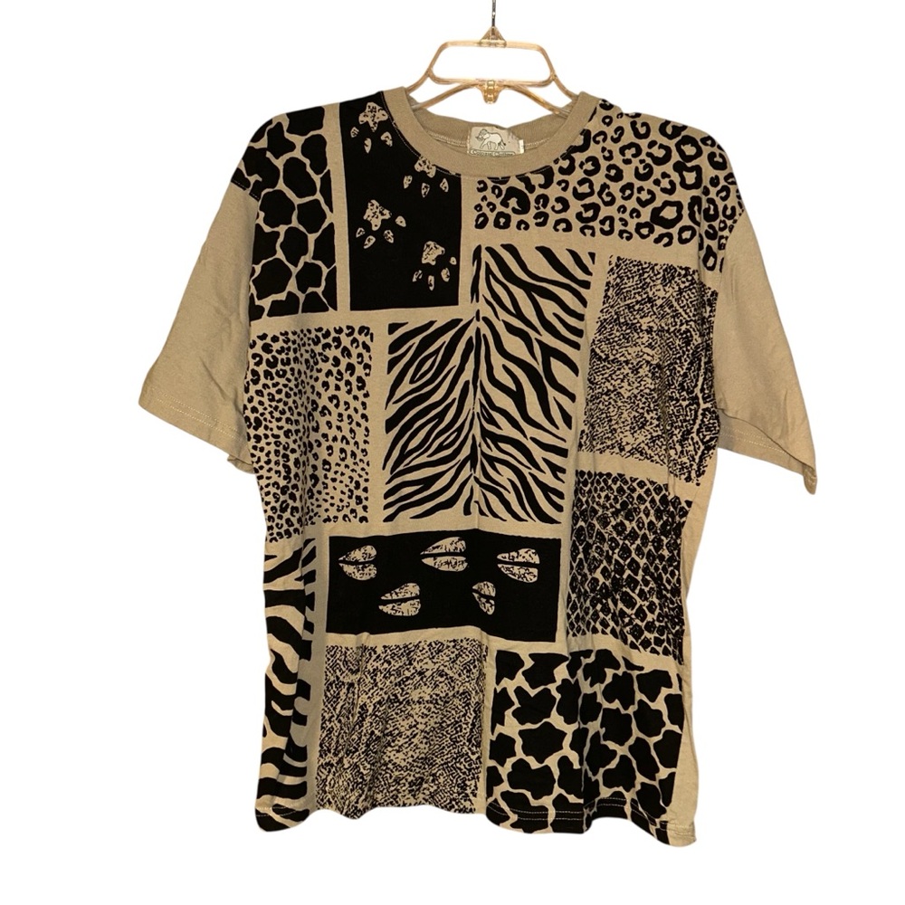 Colonial Clothing Animal Print Tee Shirt Patchwork Safari Women’s Medium Travel